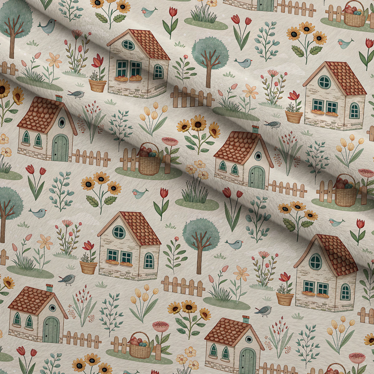 Sunflower Barn Meadow Pattern 9 Minky Fabric — plush minky folded close-up preview (mv-minky-v1:lying)