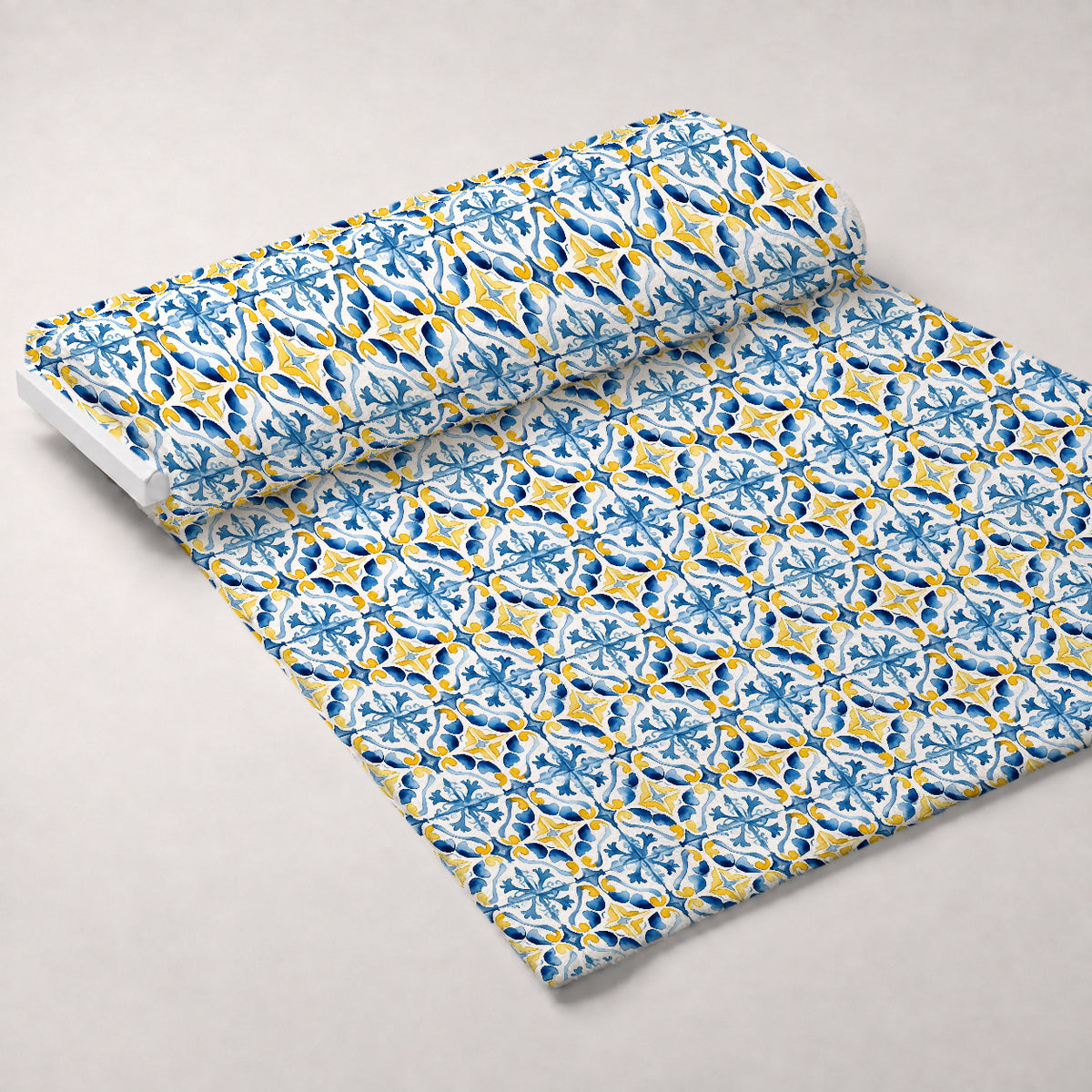 Sunlit Azulejo Pattern 15 Minky Fabric — plush minky unrolled bolt preview (mv-minky-v1:bolt)
