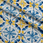 Sunlit Azulejo Pattern 15 Minky Fabric — plush minky folded close-up preview (mv-minky-v1:lying)