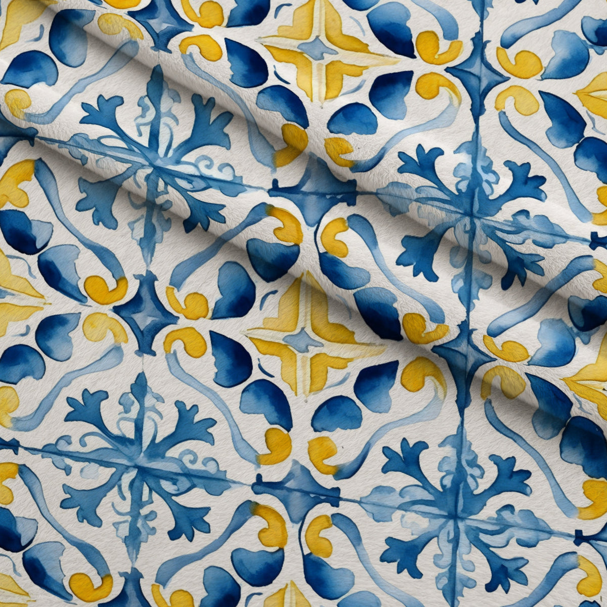Sunlit Azulejo Pattern 15 Minky Fabric — plush minky folded close-up preview (mv-minky-v1:lying)