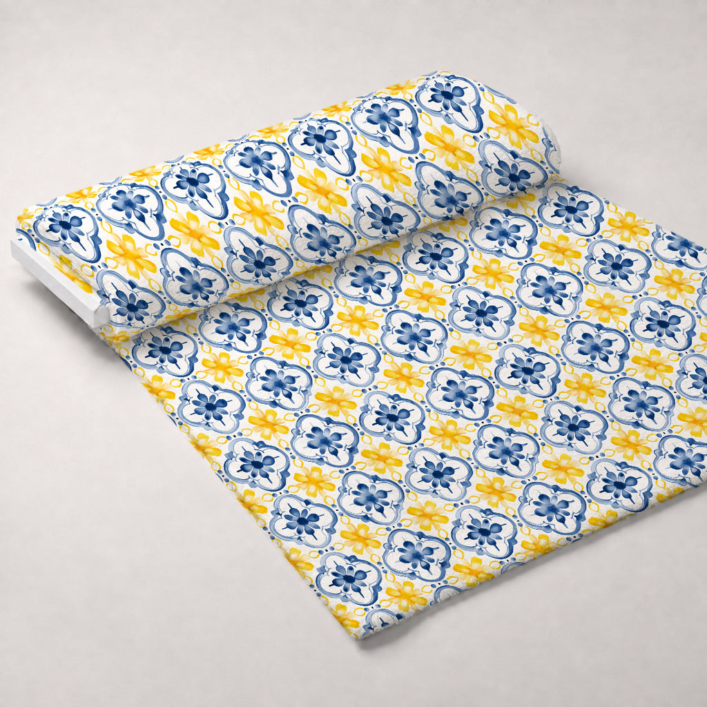Sunlit Azulejo Pattern 18 Minky Fabric — plush minky unrolled bolt preview (mv-minky-v1:bolt)