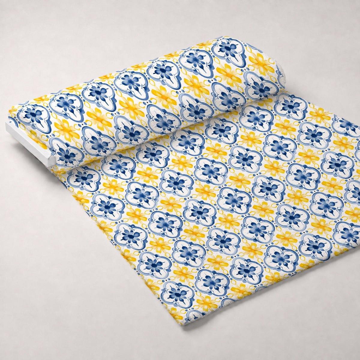 Sunlit Azulejo Pattern 18 Minky Fabric — plush minky unrolled bolt preview (mv-minky-v1:bolt)