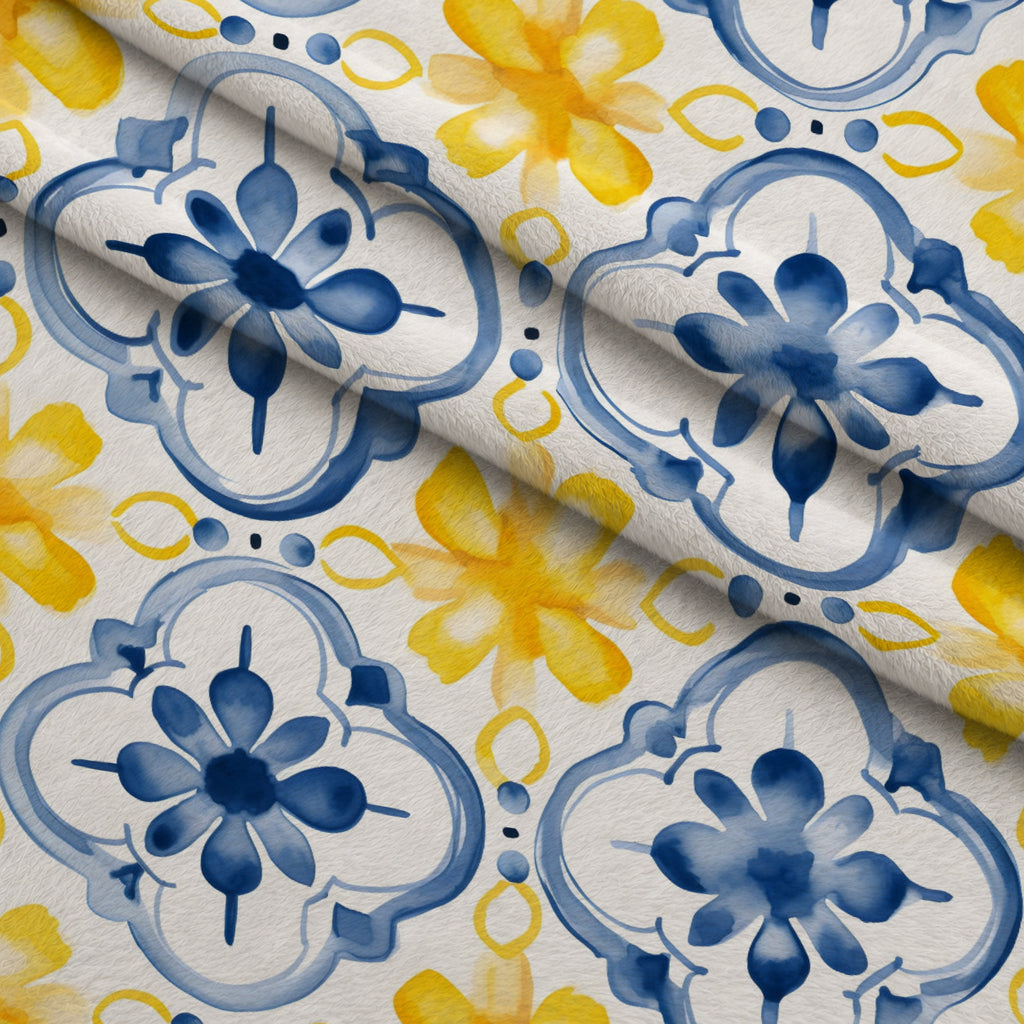 Sunlit Azulejo Pattern 18 Minky Fabric — plush minky folded close-up preview (mv-minky-v1:lying)