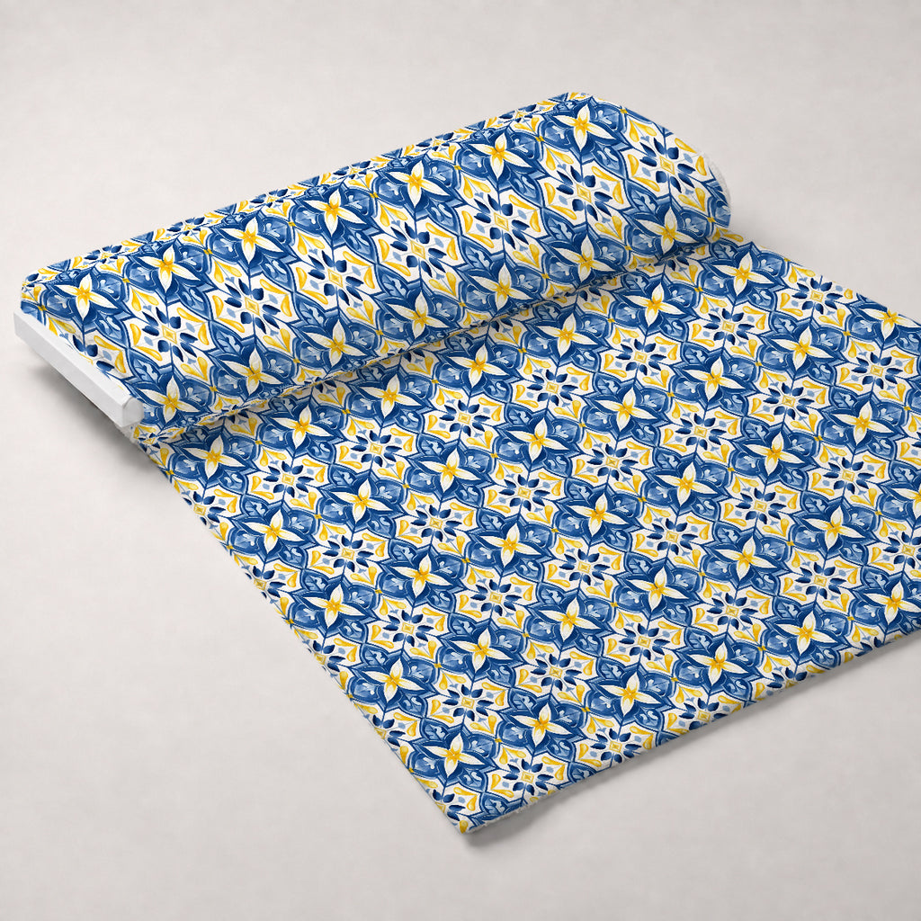 Sunlit Azulejo Pattern 20 Minky Fabric — plush minky unrolled bolt preview (mv-minky-v1:bolt)