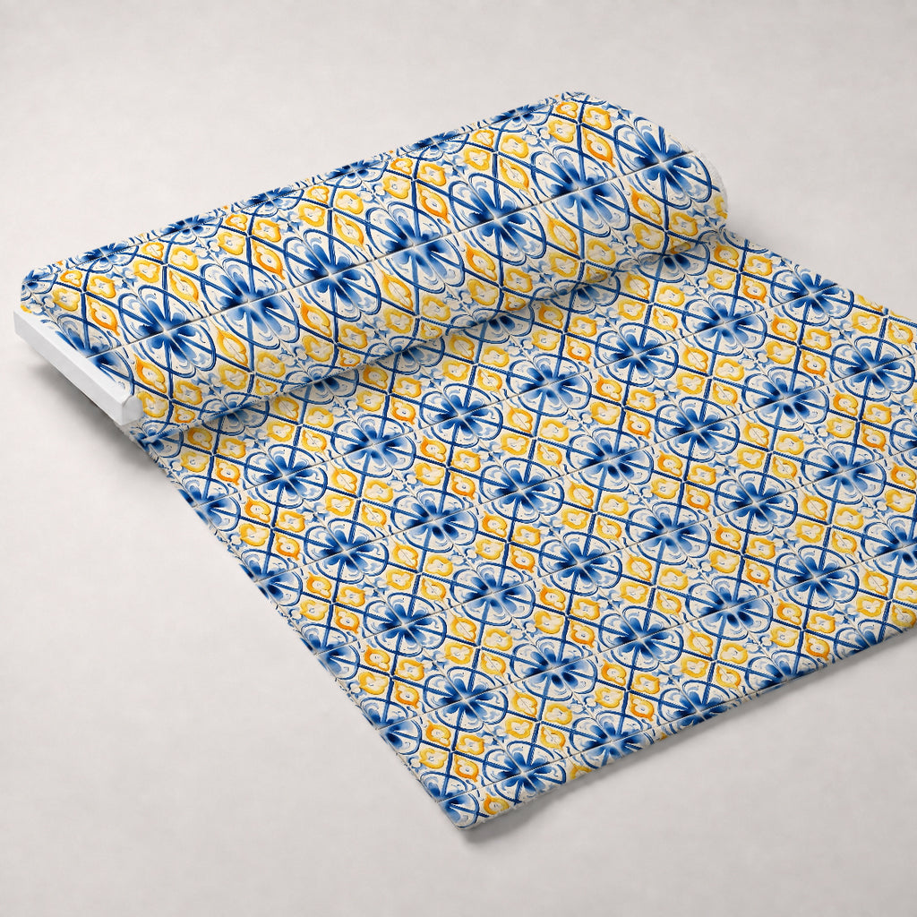 Sunlit Azulejo Pattern 21 Minky Fabric — plush minky unrolled bolt preview (mv-minky-v1:bolt)