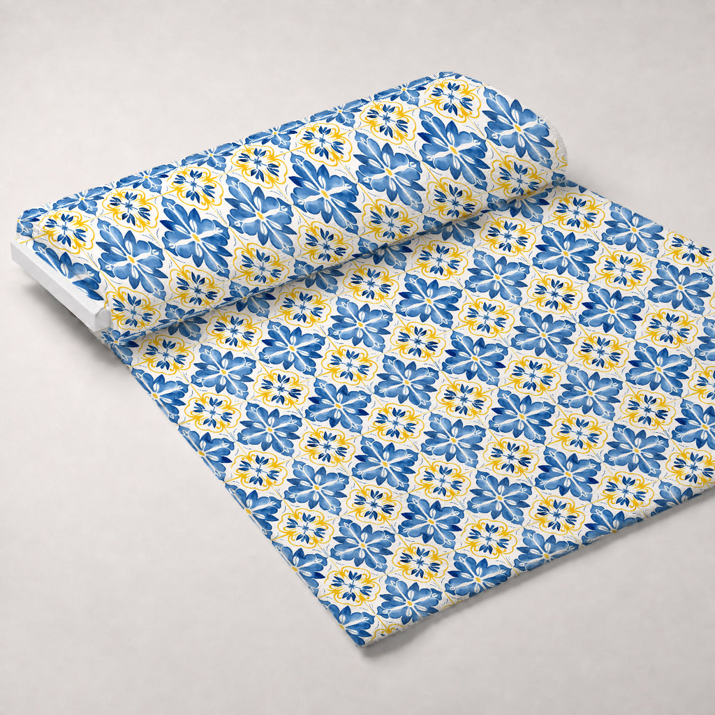 Sunlit Azulejo Pattern 23 Minky Fabric — plush minky unrolled bolt preview (mv-minky-v1:bolt)