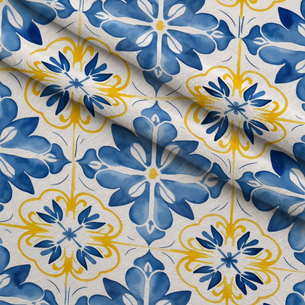 Sunlit Azulejo Pattern 23 Minky Fabric — plush minky folded close-up preview (mv-minky-v1:lying)