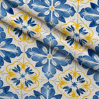 Sunlit Azulejo Pattern 23 Minky Fabric — plush minky folded close-up preview (mv-minky-v1:lying)