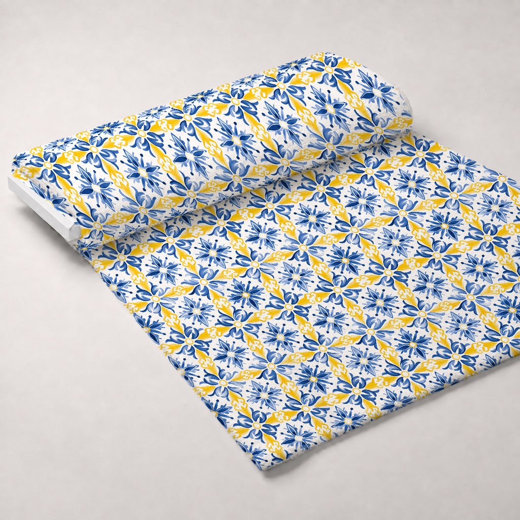 Sunlit Azulejo Pattern 25 Minky Fabric — plush minky unrolled bolt preview (mv-minky-v1:bolt)