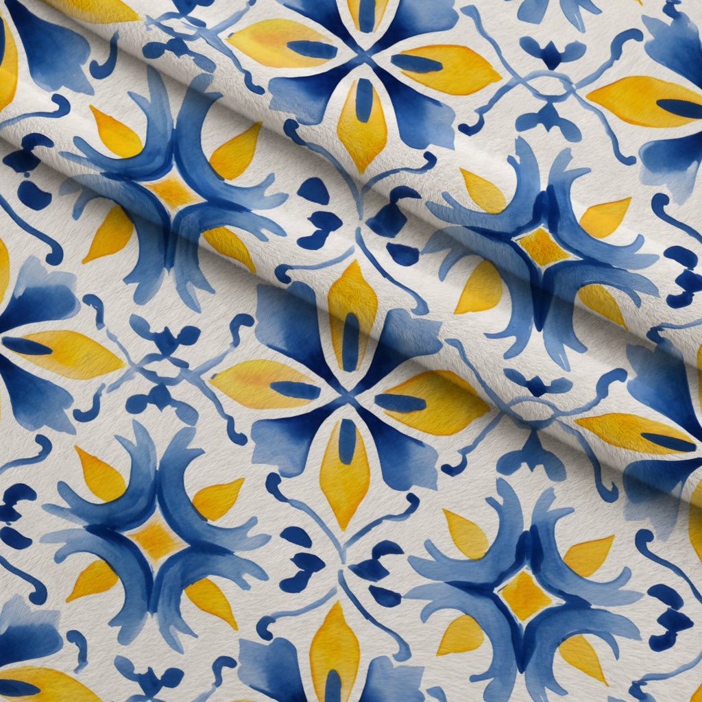 Sunlit Azulejo Pattern 28 Minky Fabric — plush minky folded close-up preview (mv-minky-v1:lying)