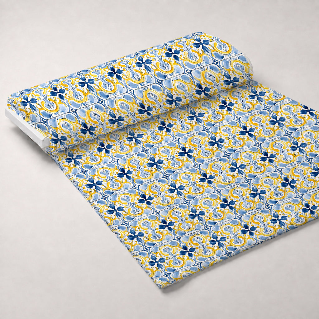 Sunlit Azulejo Pattern 30 Minky Fabric — plush minky unrolled bolt preview (mv-minky-v1:bolt)