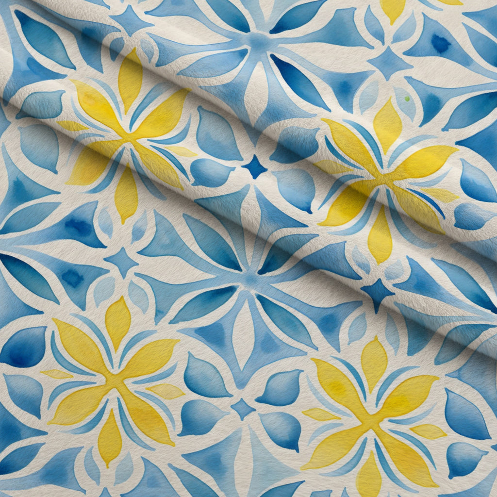 Sunlit Azulejo Pattern 31 Minky Fabric — plush minky folded close-up preview (mv-minky-v1:lying)