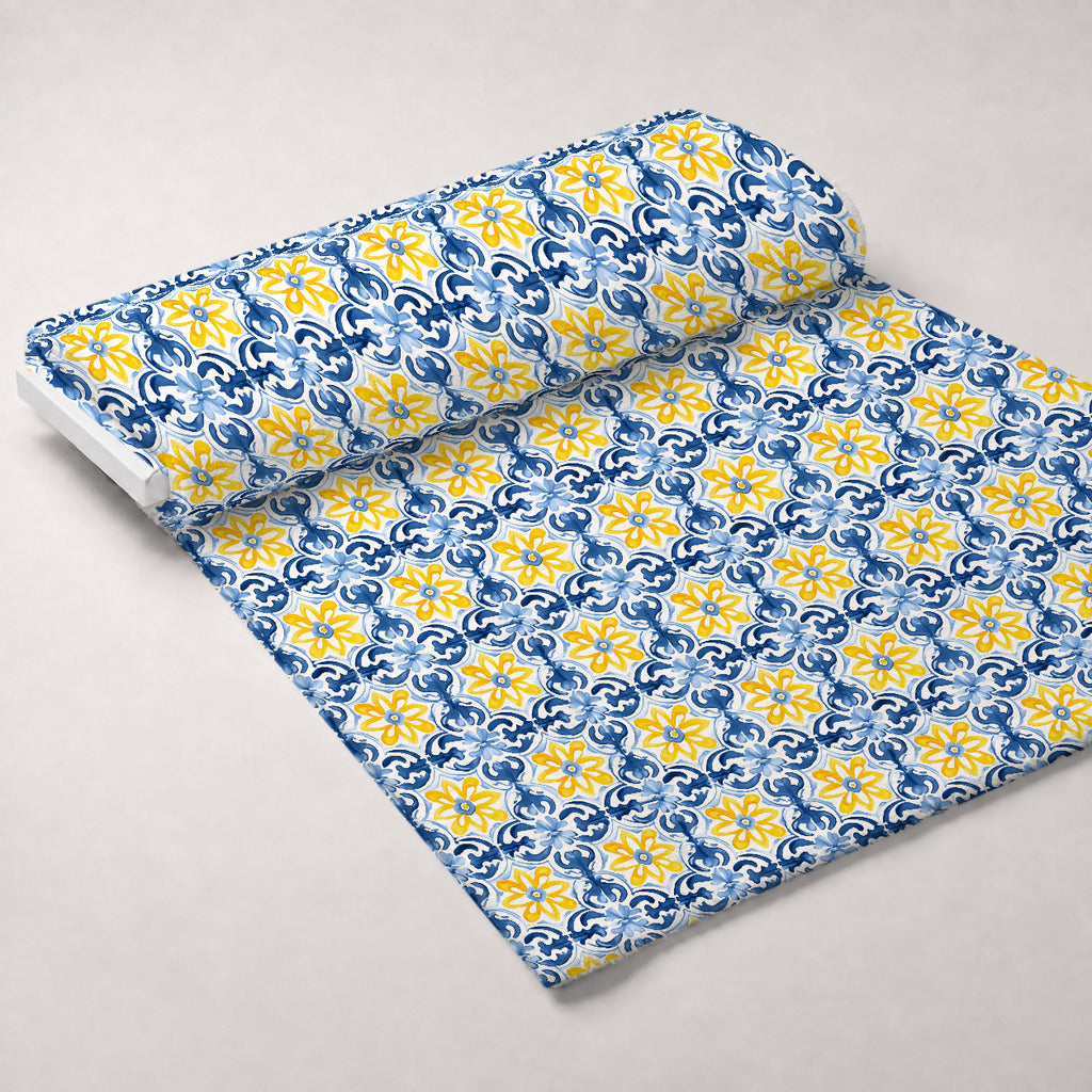 Sunlit Azulejo Pattern 37 Minky Fabric — plush minky unrolled bolt preview (mv-minky-v1:bolt)
