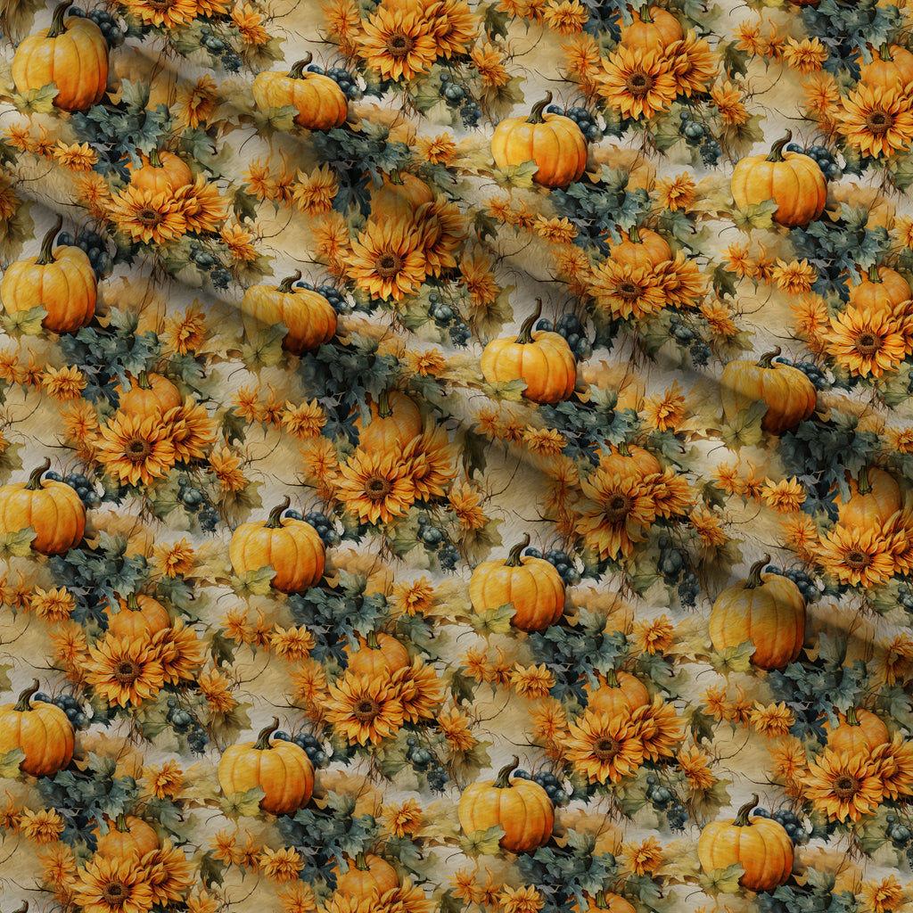 Sunlit Harvest Blooms Pattern 11 Minky Fabric — plush minky folded close-up preview (mv-minky-v1:lying)