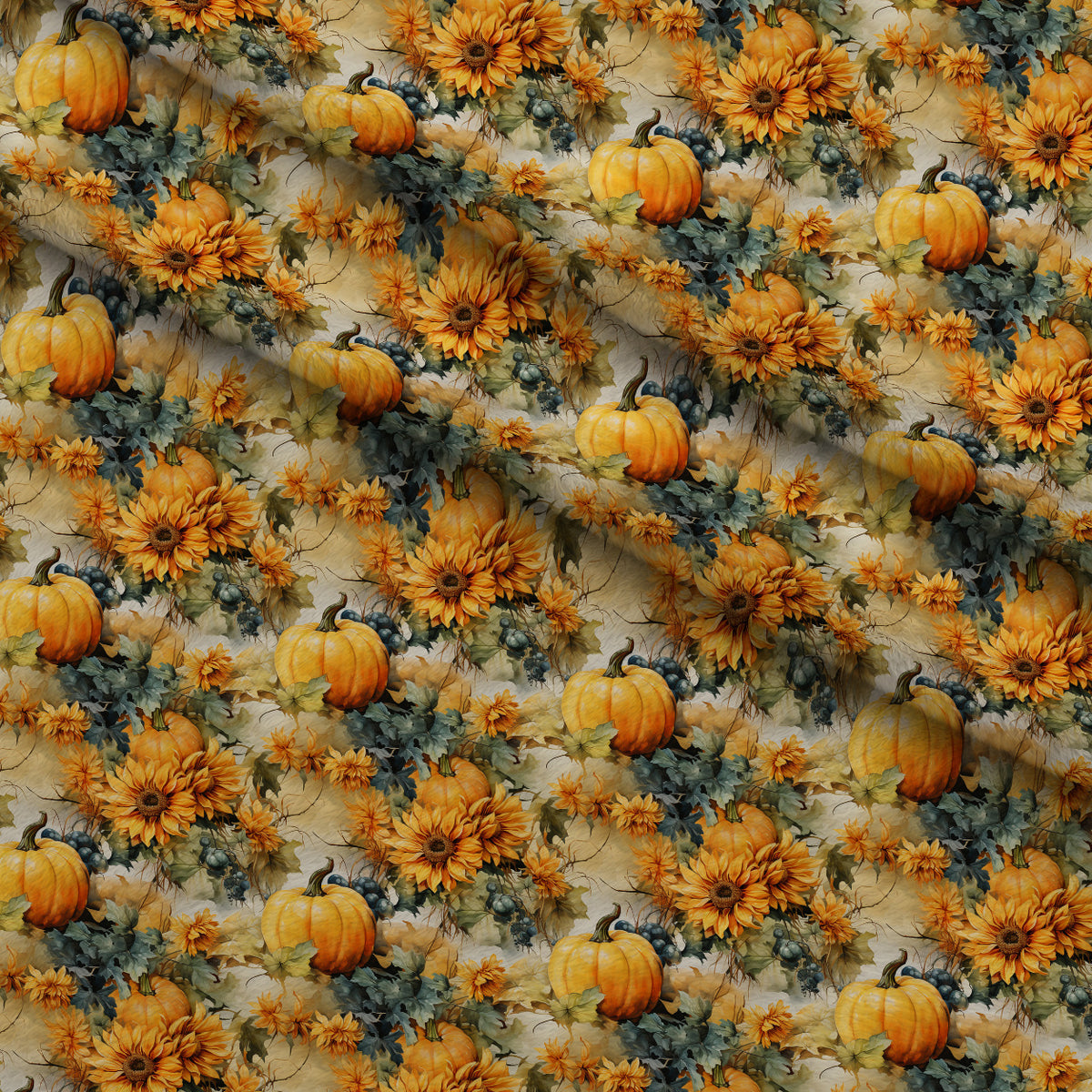 Sunlit Harvest Blooms Pattern 11 Minky Fabric — plush minky folded close-up preview (mv-minky-v1:lying)