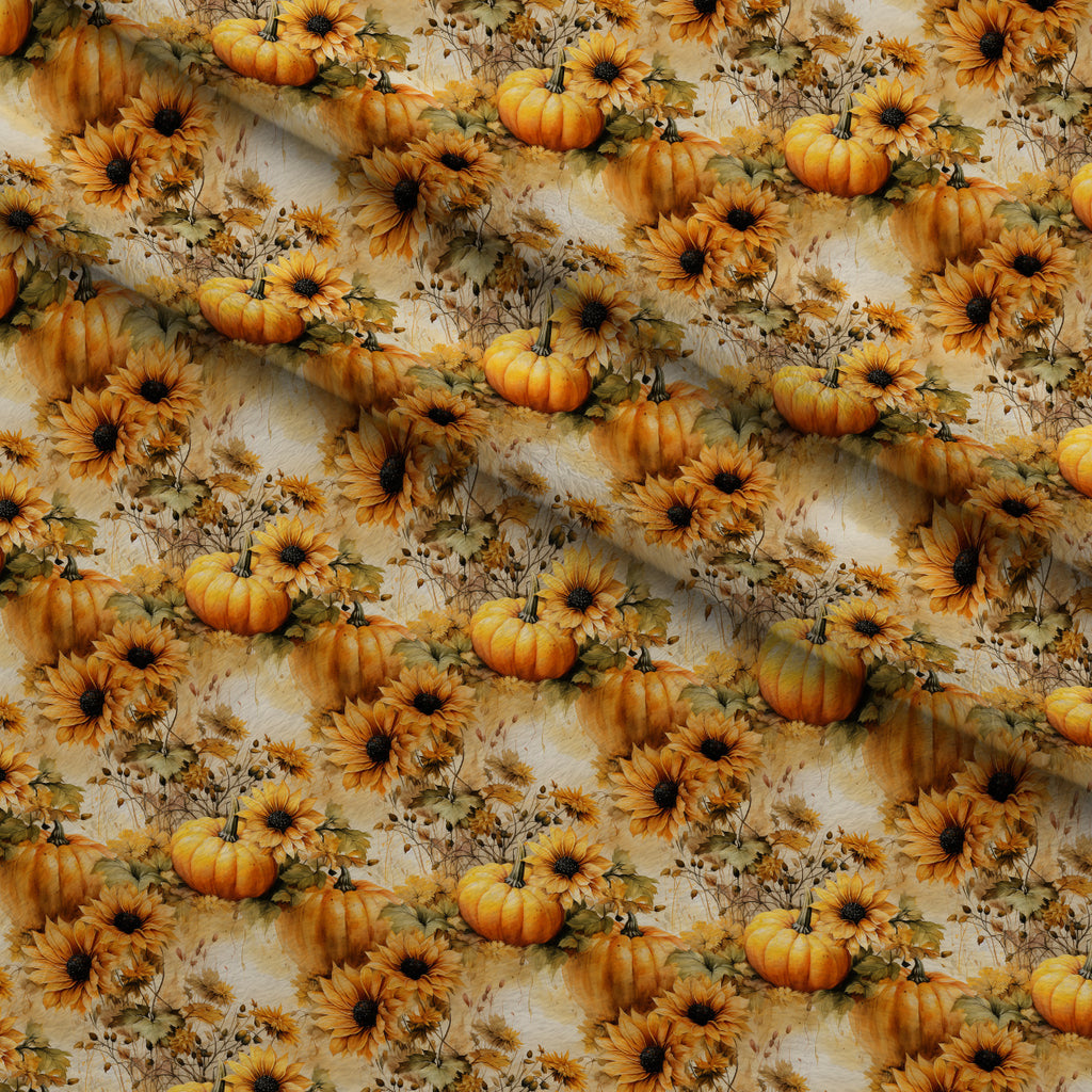 Sunlit Harvest Blooms Pattern 2 Minky Fabric — plush minky folded close-up preview (mv-minky-v1:lying)
