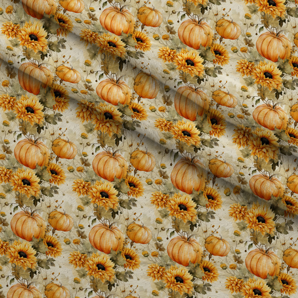 Sunlit Harvest Blooms Pattern 3 Minky Fabric — plush minky folded close-up preview (mv-minky-v1:lying)