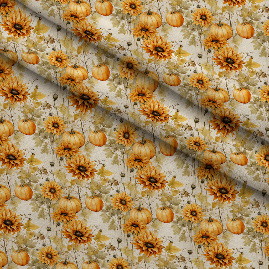 Sunlit Harvest Blooms Pattern 5 Minky Fabric — plush minky folded close-up preview (mv-minky-v1:lying)
