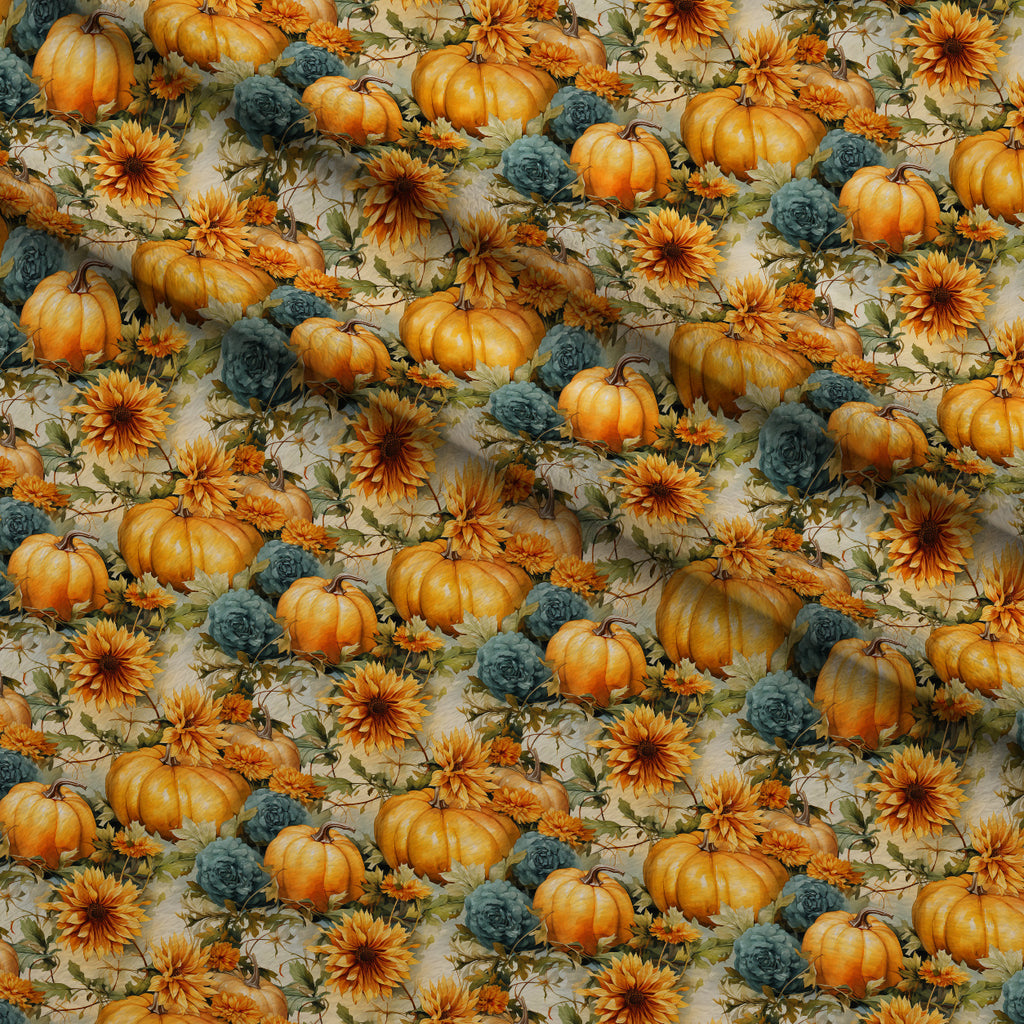 Sunlit Harvest Blooms Pattern 7 Minky Fabric — plush minky folded close-up preview (mv-minky-v1:lying)