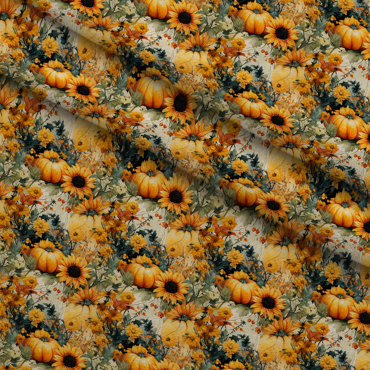 Sunlit Harvest Blooms Pattern 8 Minky Fabric — plush minky folded close-up preview (mv-minky-v1:lying)