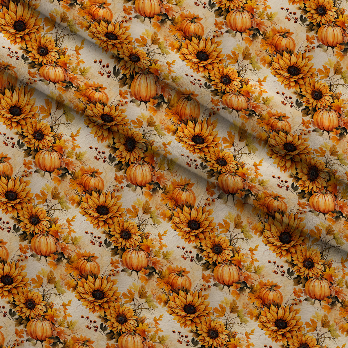 Sunlit Harvest Blooms Pattern 9 Minky Fabric — plush minky folded close-up preview (mv-minky-v1:lying)