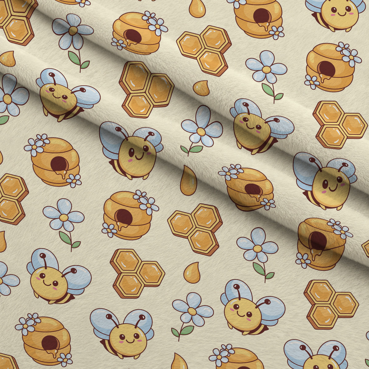 Sweet Honey Hive Pattern 1 Minky Fabric — plush minky folded close-up preview (mv-minky-v1:lying)