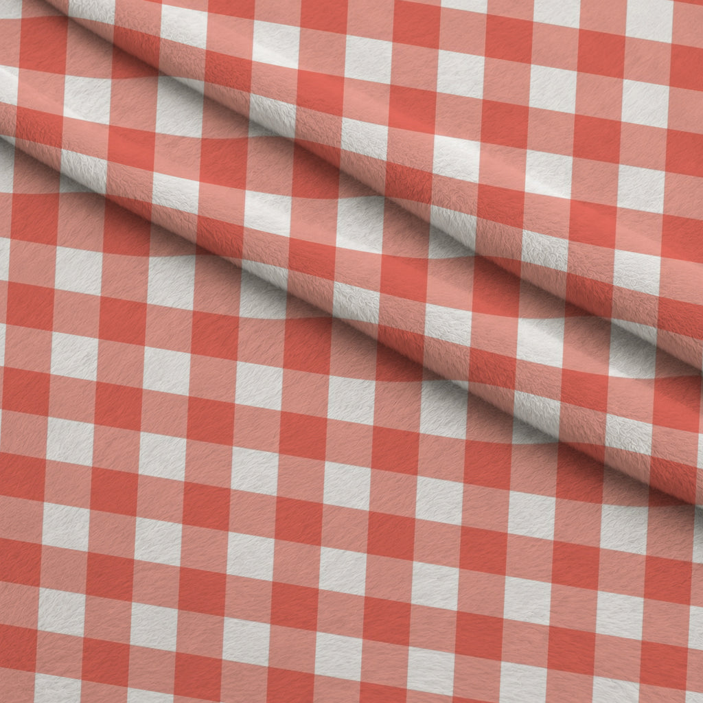 Sweet Strawberries Pink Gingham Minky Fabric — plush minky folded close-up preview (mv-minky-v1:lying)
