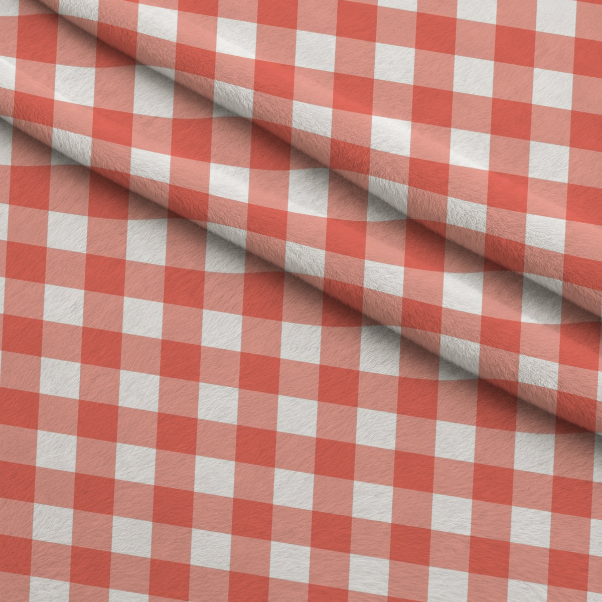 Sweet Strawberries Pink Gingham Minky Fabric — plush minky folded close-up preview (mv-minky-v1:lying)