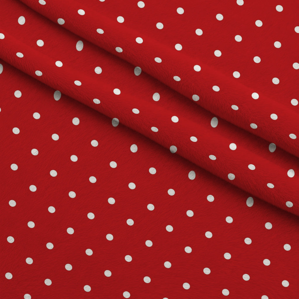 Sweet Strawberries Red Polka Dots Minky Fabric — plush minky folded close-up preview (mv-minky-v1:lying)