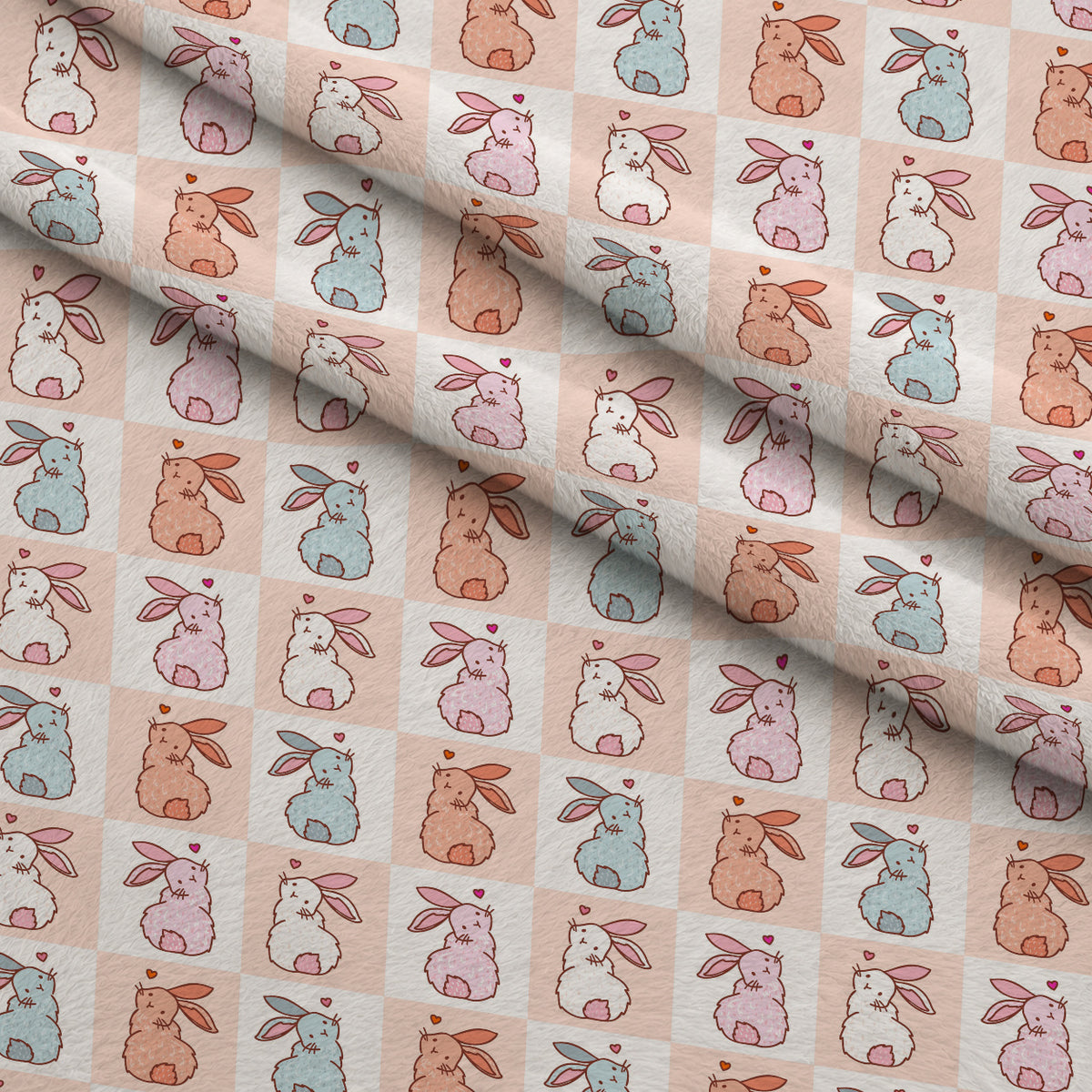 Sweetheart Rabbits Pattern 1 Minky Fabric — plush minky folded close-up preview (mv-minky-v1:lying)