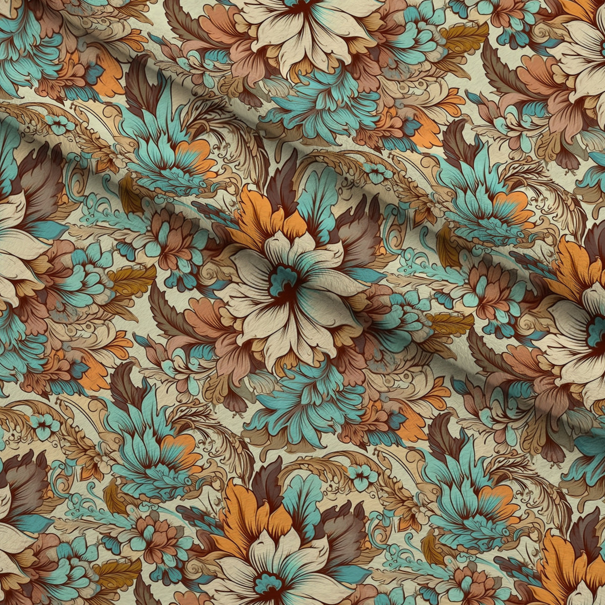 Tangerine Teal Reverie Pattern 4 Minky Fabric — plush minky folded close-up preview (mv-minky-v1:lying)
