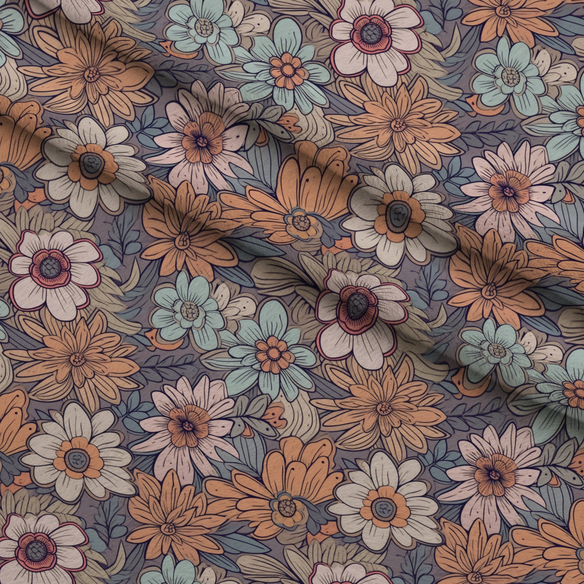 Tangerine Teal Reverie Pattern 7 Minky Fabric — plush minky folded close-up preview (mv-minky-v1:lying)