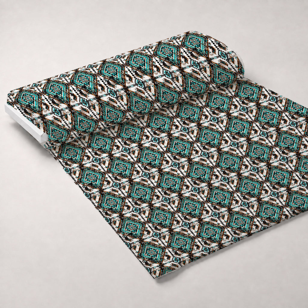 Teal Totem Pattern 14 Minky Fabric — plush minky unrolled bolt preview (mv-minky-v1:bolt)
