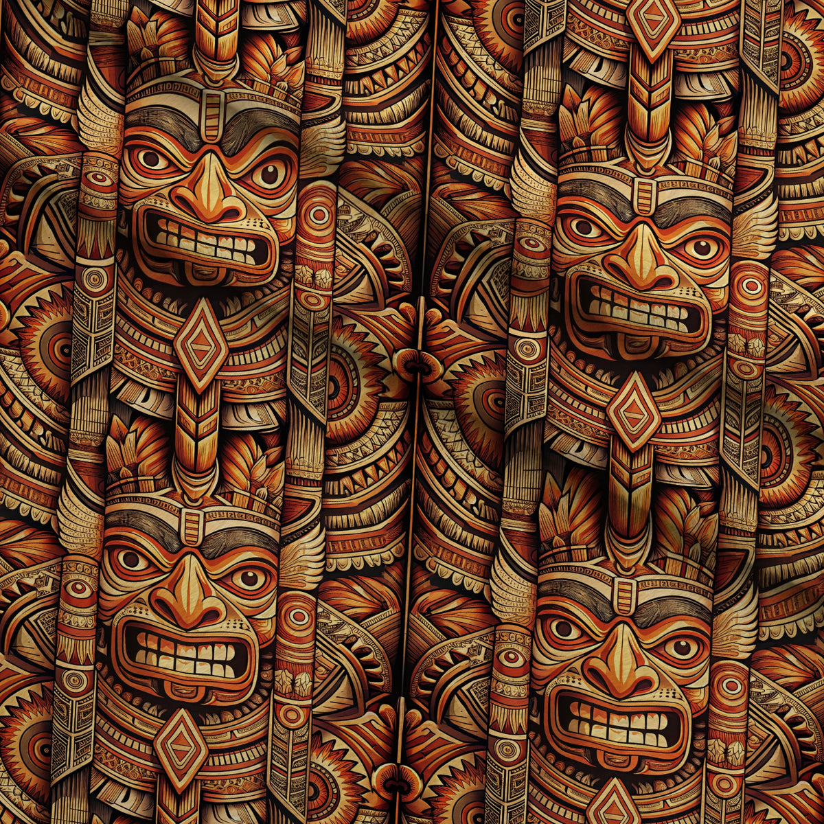 Tiki Guardians Pattern 3 Minky Fabric — plush minky folded close-up preview (mv-minky-v1:lying)