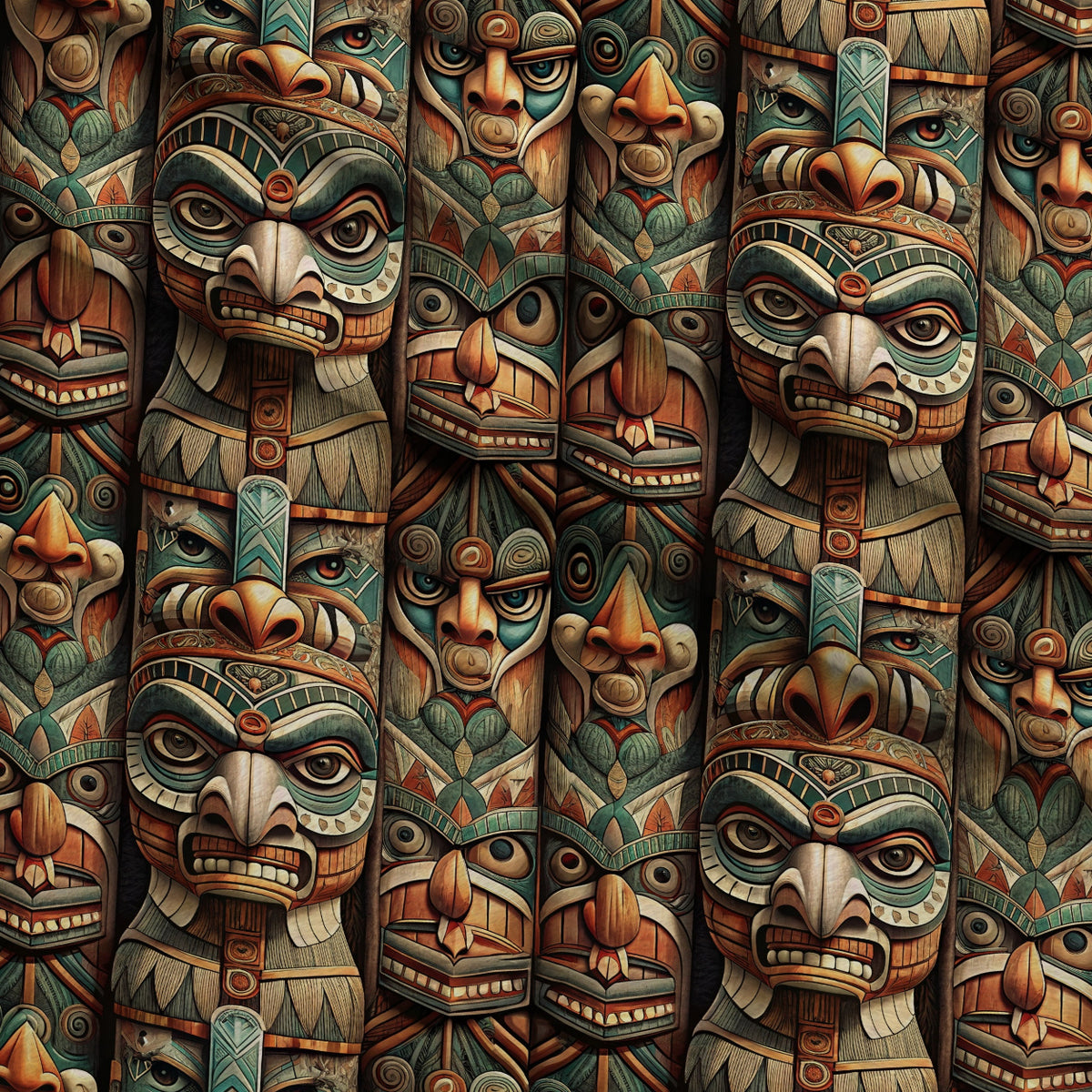 Tiki Guardians Pattern 4 Minky Fabric — plush minky folded close-up preview (mv-minky-v1:lying)