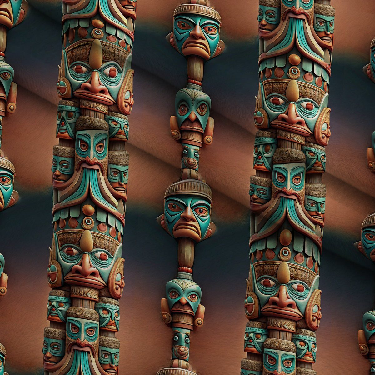 Tiki Guardians Pattern 7 Minky Fabric — plush minky folded close-up preview (mv-minky-v1:lying)