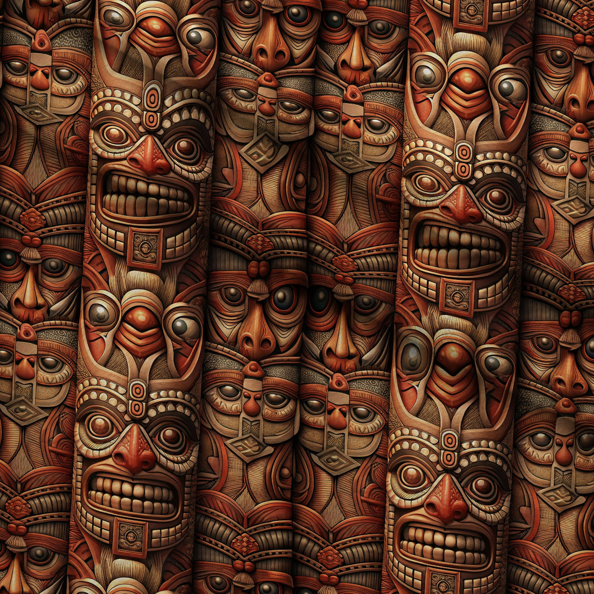 Tiki Guardians Pattern 9 Minky Fabric — plush minky folded close-up preview (mv-minky-v1:lying)