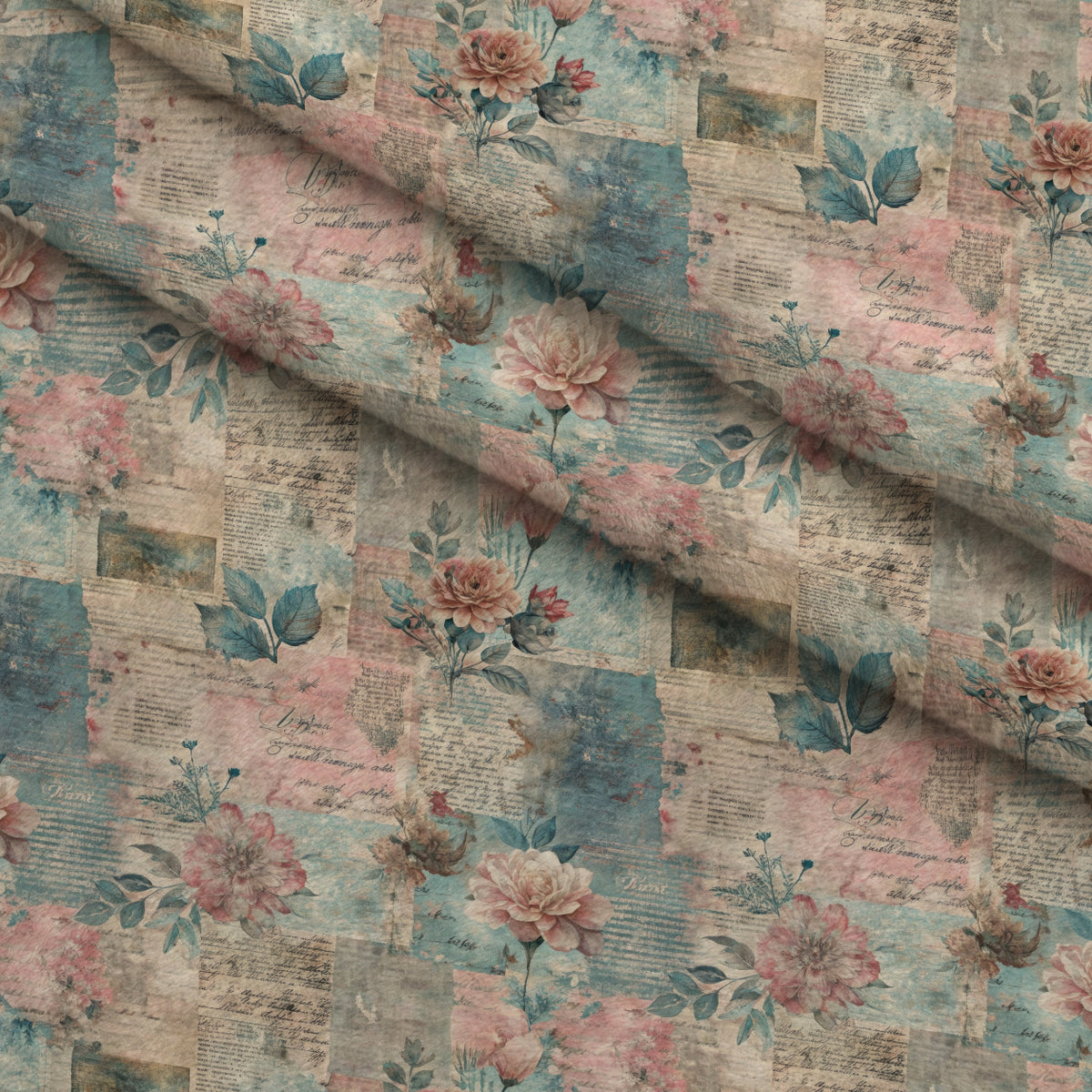 Timeworn Ephemera Pattern 1 Minky Fabric — plush minky folded close-up preview (mv-minky-v1:lying)