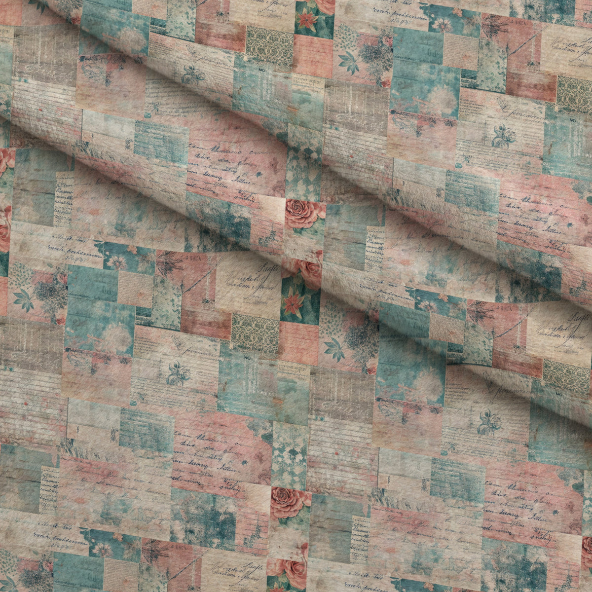 Timeworn Ephemera Pattern 11 Minky Fabric — plush minky folded close-up preview (mv-minky-v1:lying)
