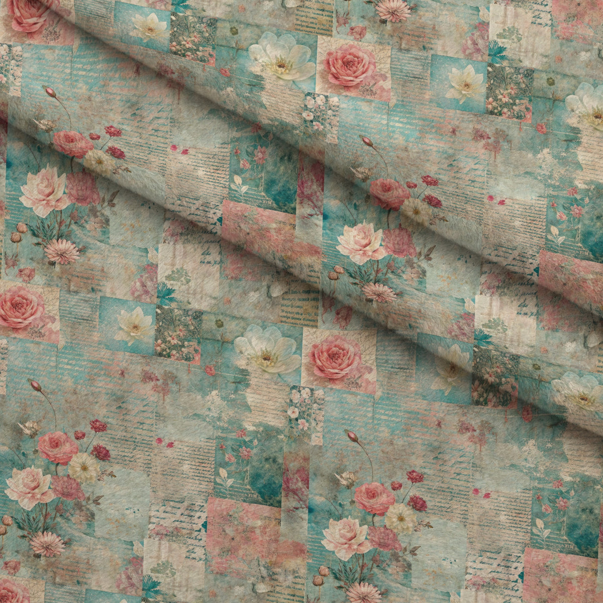 Timeworn Ephemera Pattern 3 Minky Fabric — plush minky folded close-up preview (mv-minky-v1:lying)