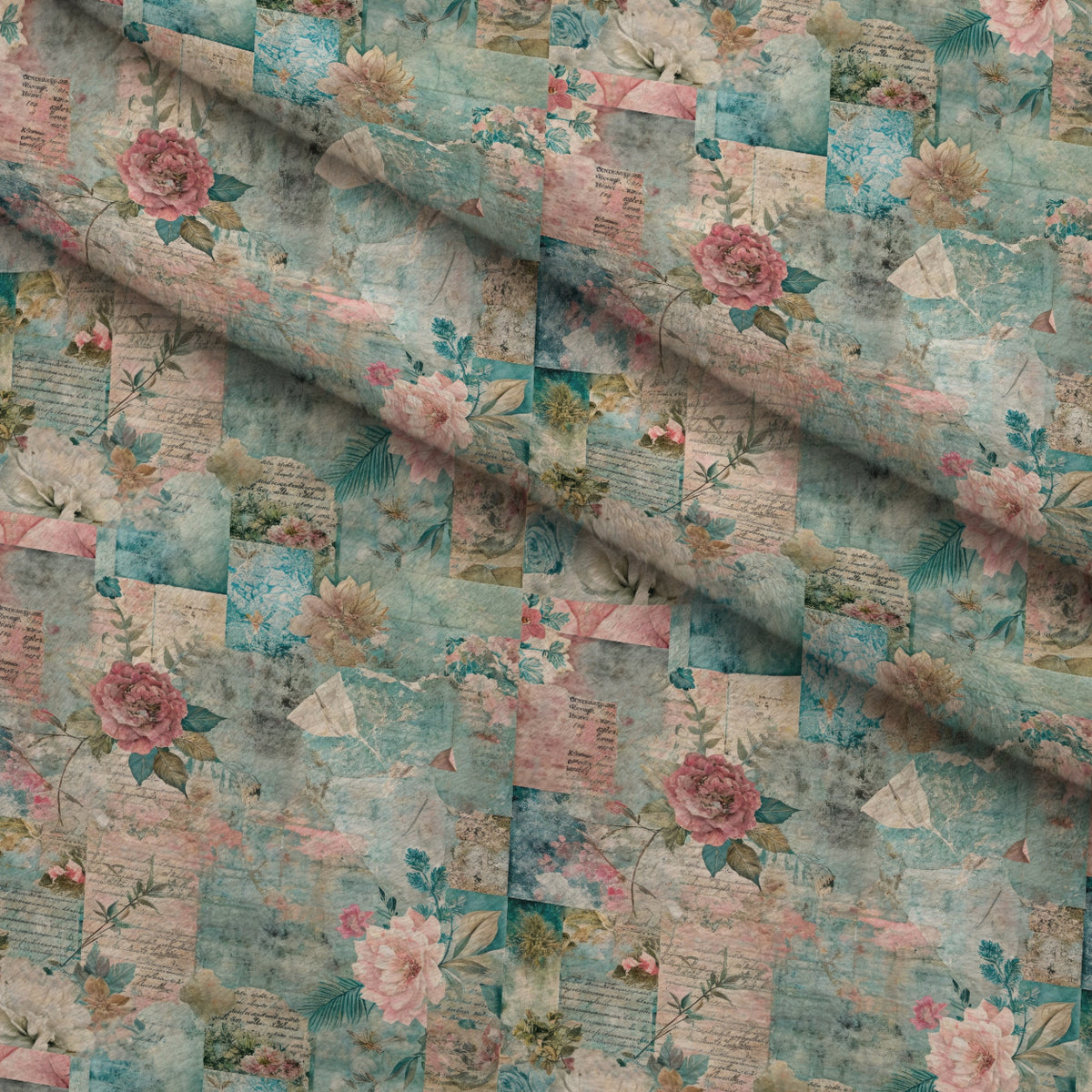Timeworn Ephemera Pattern 4 Minky Fabric — plush minky folded close-up preview (mv-minky-v1:lying)