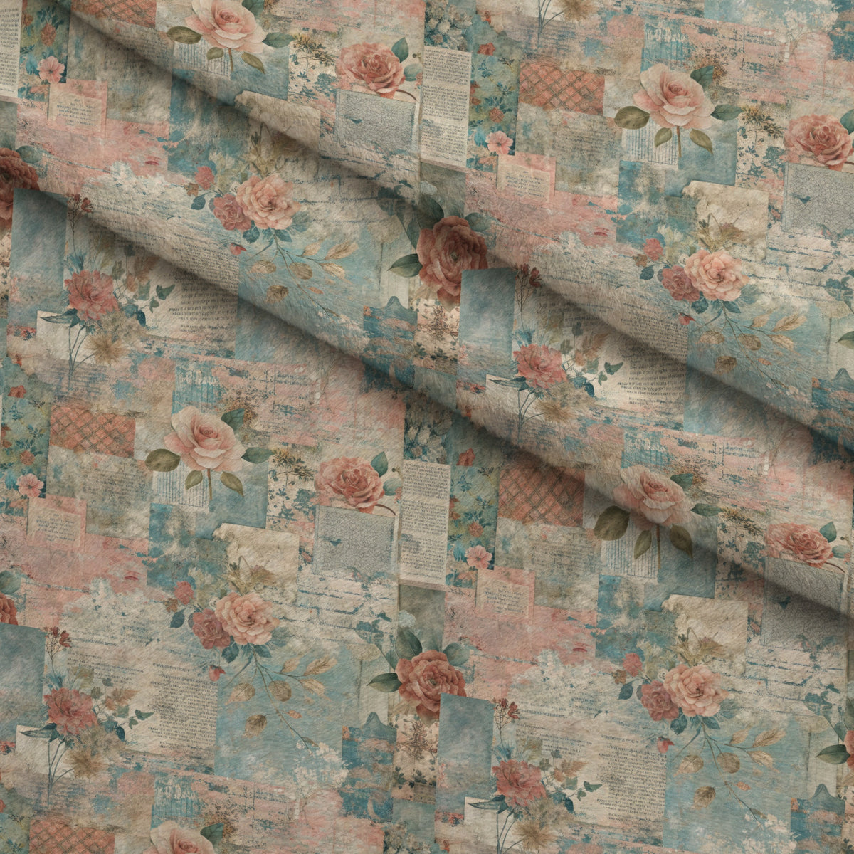 Timeworn Ephemera Pattern 5 Minky Fabric — plush minky folded close-up preview (mv-minky-v1:lying)