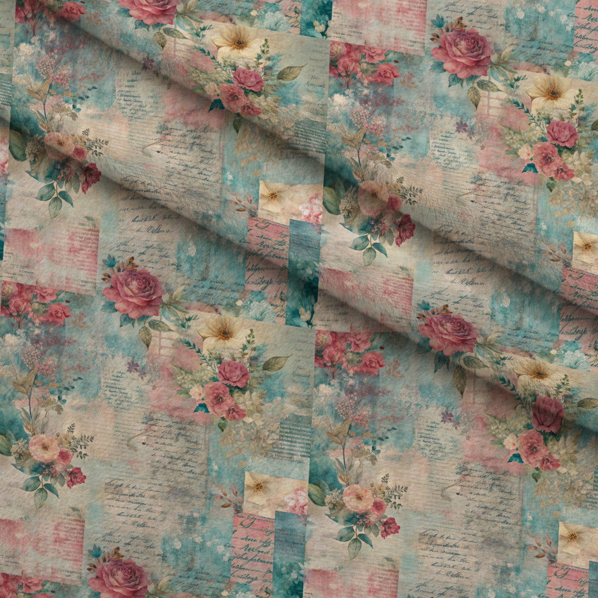 Timeworn Ephemera Pattern 6 Minky Fabric — plush minky folded close-up preview (mv-minky-v1:lying)