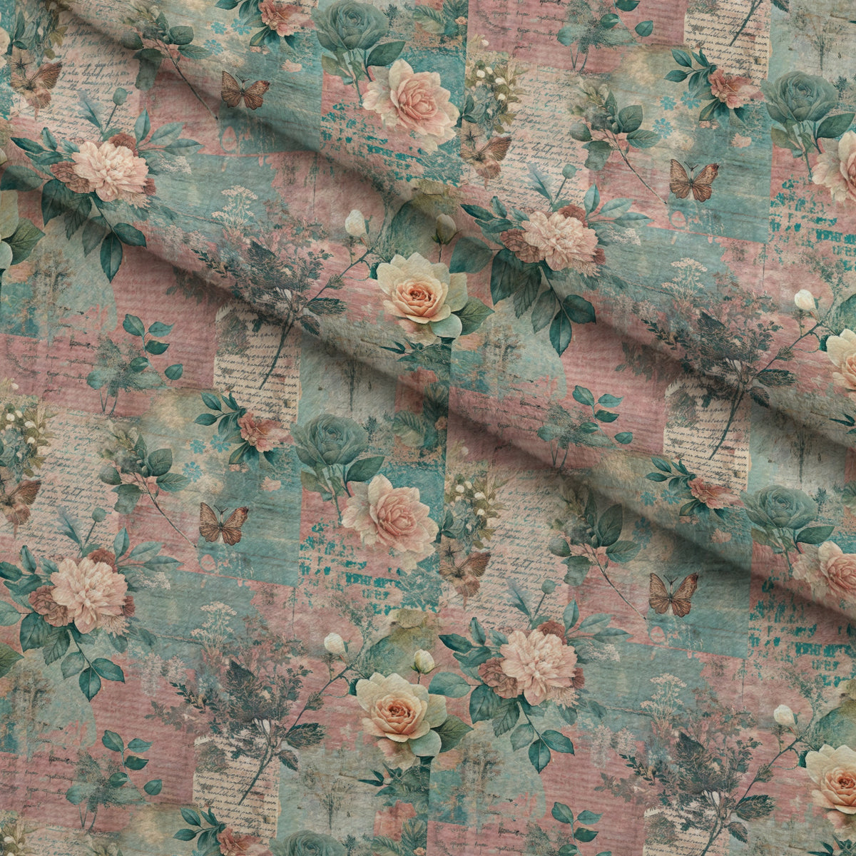 Timeworn Ephemera Pattern 7 Minky Fabric — plush minky folded close-up preview (mv-minky-v1:lying)