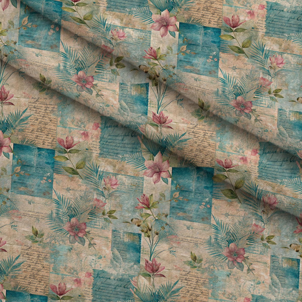 Timeworn Ephemera Pattern 8 Minky Fabric — plush minky folded close-up preview (mv-minky-v1:lying)