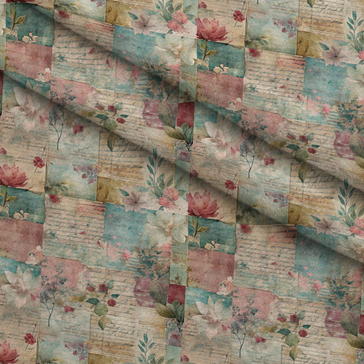 Timeworn Ephemera Pattern 9 Minky Fabric — plush minky folded close-up preview (mv-minky-v1:lying)
