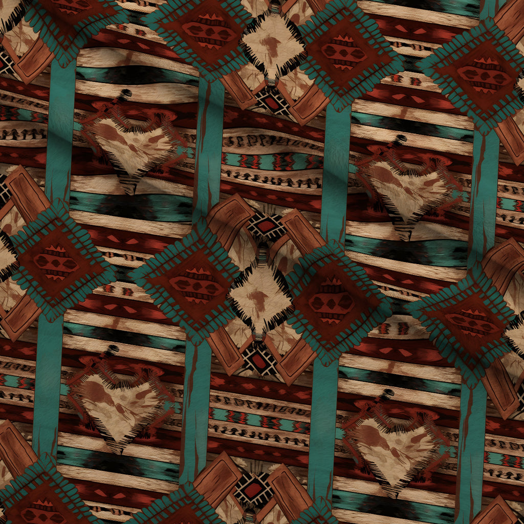 Turquoise Trail Ranch Pattern 3 Minky Fabric — plush minky folded close-up preview (mv-minky-v1:lying)