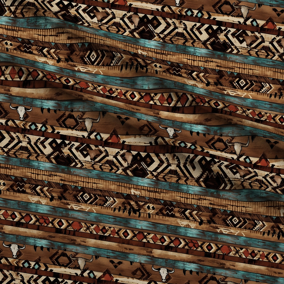 Turquoise Trail Ranch Pattern 5 Minky Fabric — plush minky folded close-up preview (mv-minky-v1:lying)