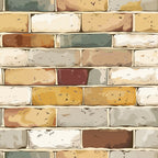 brick wall pattern, stone texture, masonry design, beige tones, tan colors, gray accents, brown hues, cream shades, weathered stones, rustic appearance, architectural motif, building materials, textured surface,, fabric panel, earthy palette, neutral colors, vintage look, aged brick, construction theme