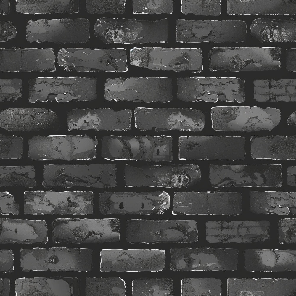black, charcoal gray, dark gray, brick wall, weathered bricks, distressed texture, urban pattern, aged surface, monochromatic, architectural design, masonry pattern, vintage texture,, fabric panel, rustic appearance, industrial style, cracked mortar, rectangular bricks, textured surface
